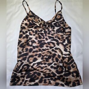 Venti6 Spaghetti Strap Cowl Front Cheetah Print Alana Top- Size Lg